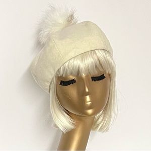Wool Beret Hat Pom Pom